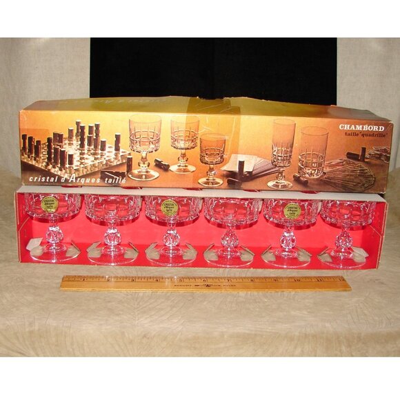 Vtg MIB Cordial Glass Set of 6, Durand Cristal D'Arques, Chambord, Liqueur Coupe - Picture 2 of 11
